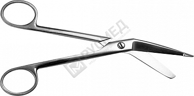 Ножницы для разрезания повязок с пуговкой горизонтально-изогнутые, 185 мм