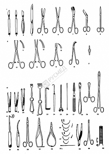 Набор хирургического инструментария с набором для коникотомии