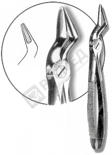 Щипцы с широкими губками для удаления корней зубов верхней челюсти № 52